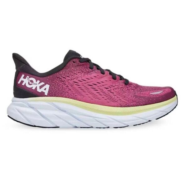 HOKA ONE ONE Clifton 8 "Ibis Rose Pink Green' Running Shoes Size 7.5B - Picture 1 of 16
